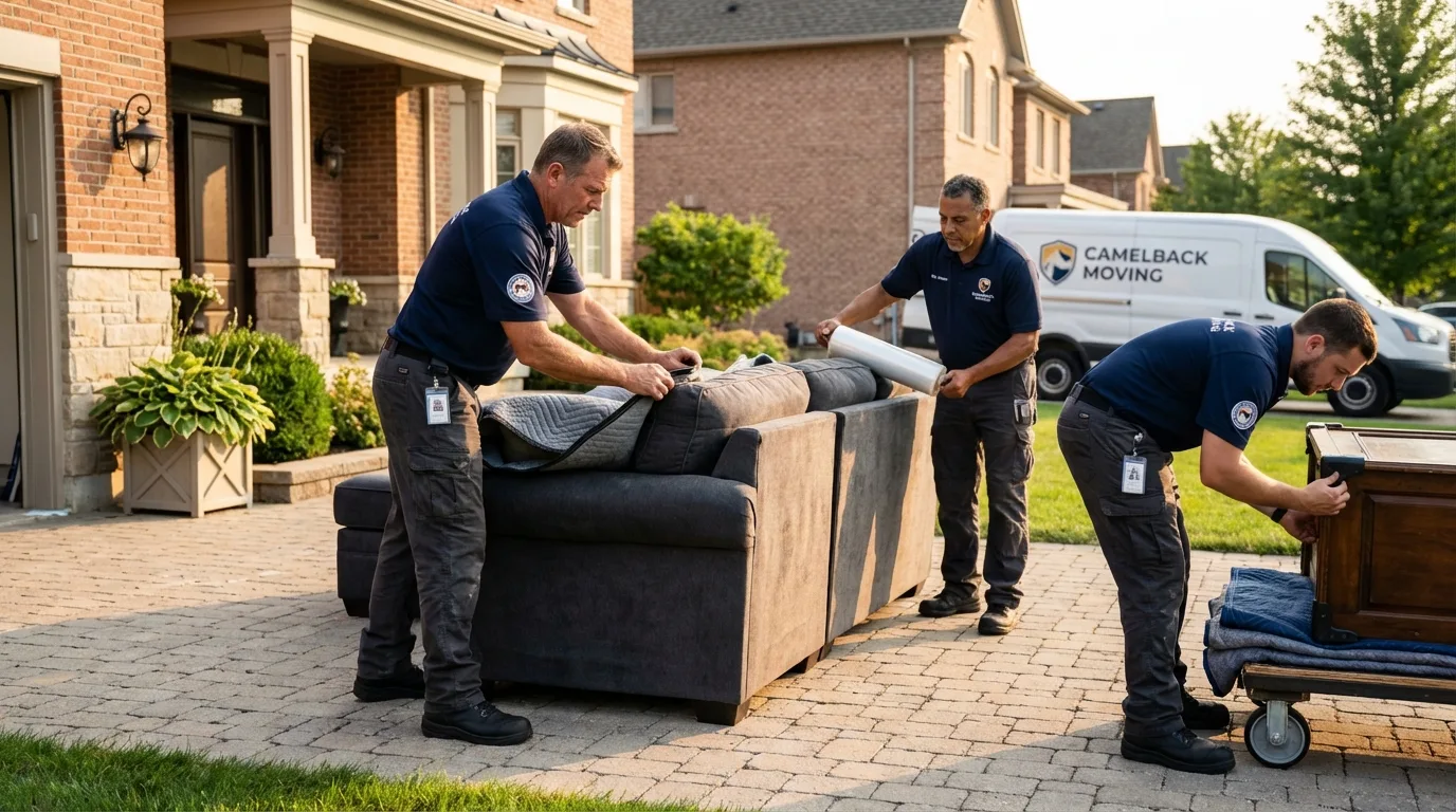 Large estate moving crew wrapping furniture in Macon, MS