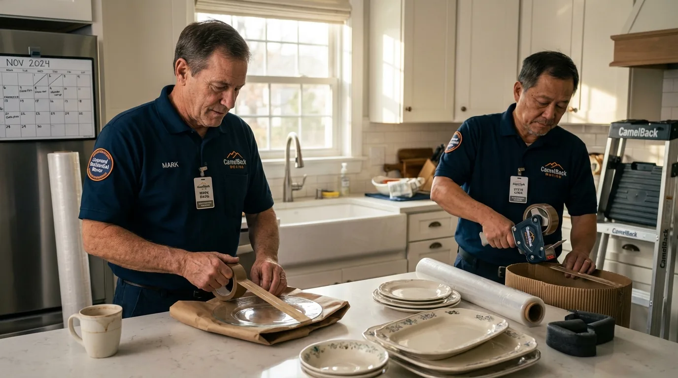 Professional crew packing kitchen dishware in Macon, MS